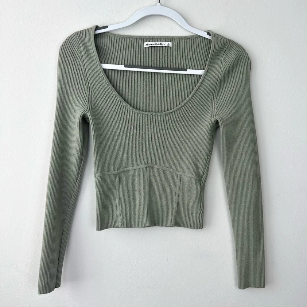 Abercrombie & Fitch Sage Green Ribbed Top